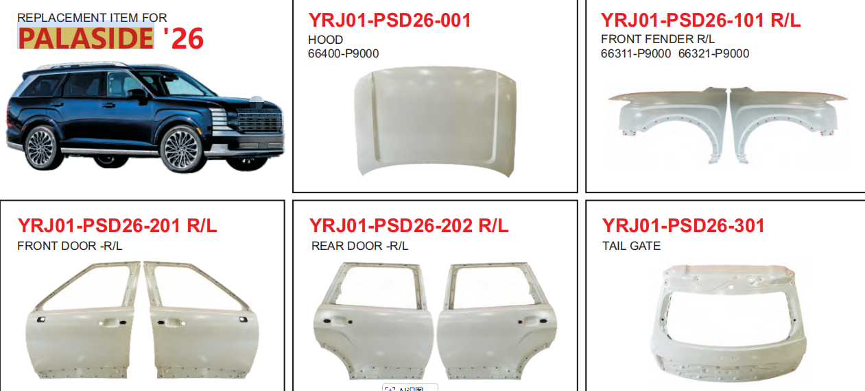 Front Fender Right Left Passenger Side Fender for HYUNDAI PALISADE 2026